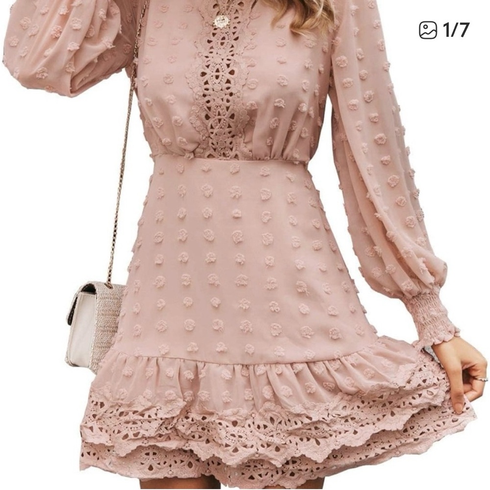 Simplee Blush Lace Detail Dress
